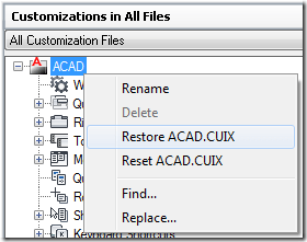 Restore ACAD.CUIX