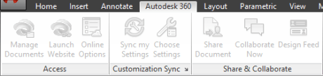 AutoCAD 2014 Autodesk 360 Tab fita