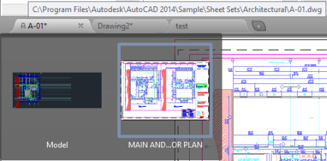 AutoCAD 2014 abas de arquivo